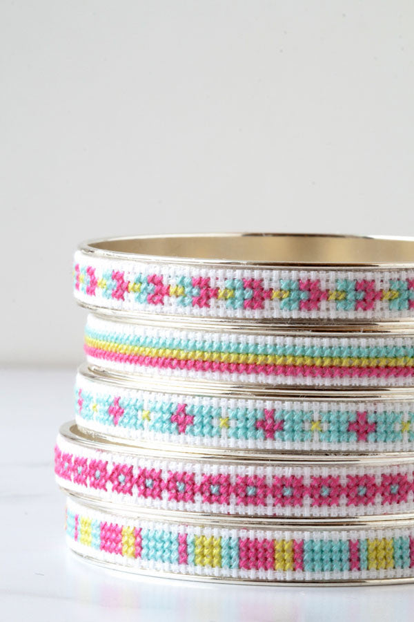 New cross stitch bangle bracelet kits in yummy colors